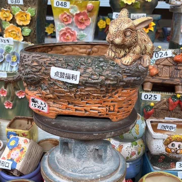 紫砂花盆粗陶材质多肉花盆