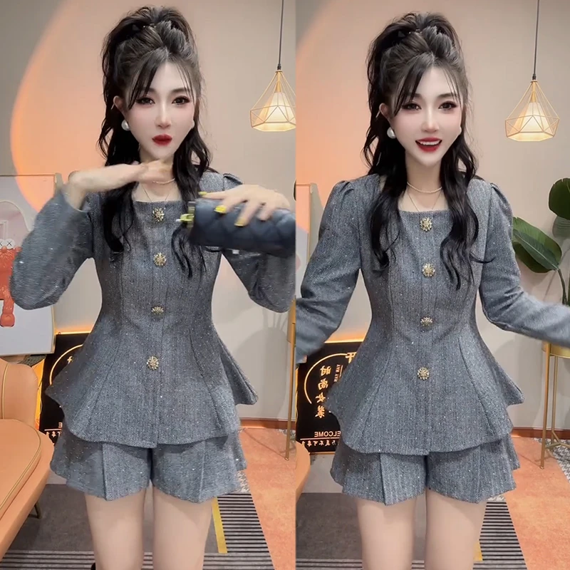 2025秋季新款时尚显瘦气质网红高档套装女高级宽松大码裙子两件套