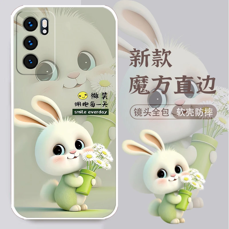 OPPOReno6手机壳PEQM00硅胶防摔软壳全包边新款网红女卡通兔潮男