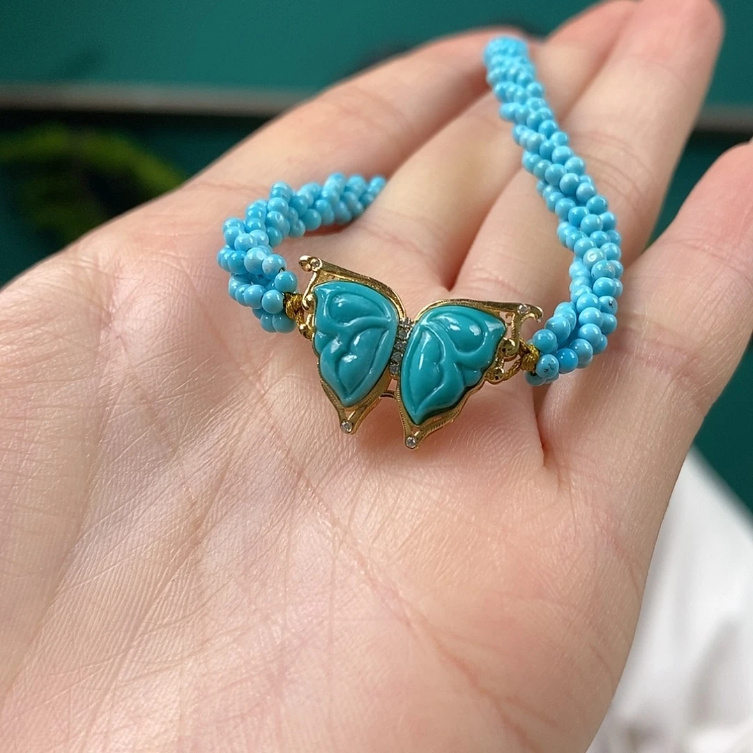 18K金镶嵌绿松石珠宝奇石