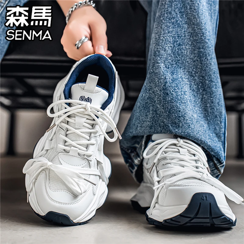 森马男鞋秋季透气网面休闲运动男女同款增高跑步小白老爹情侣潮鞋