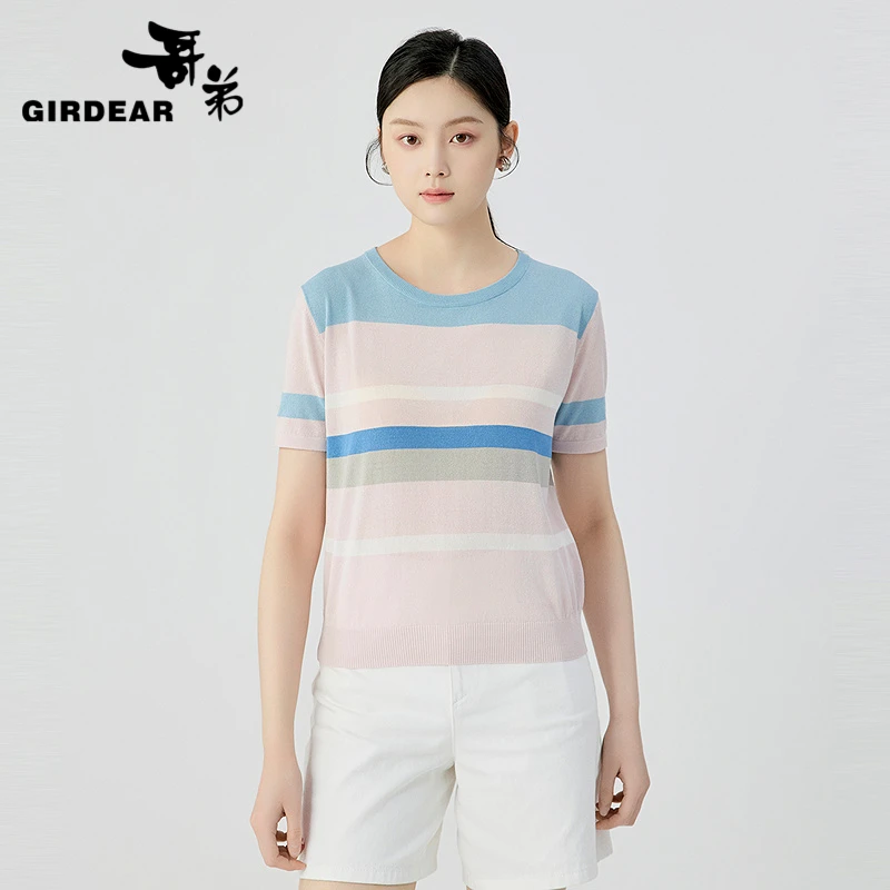 GIRDEAR哥弟138011夏季修身打底圆领t恤女款