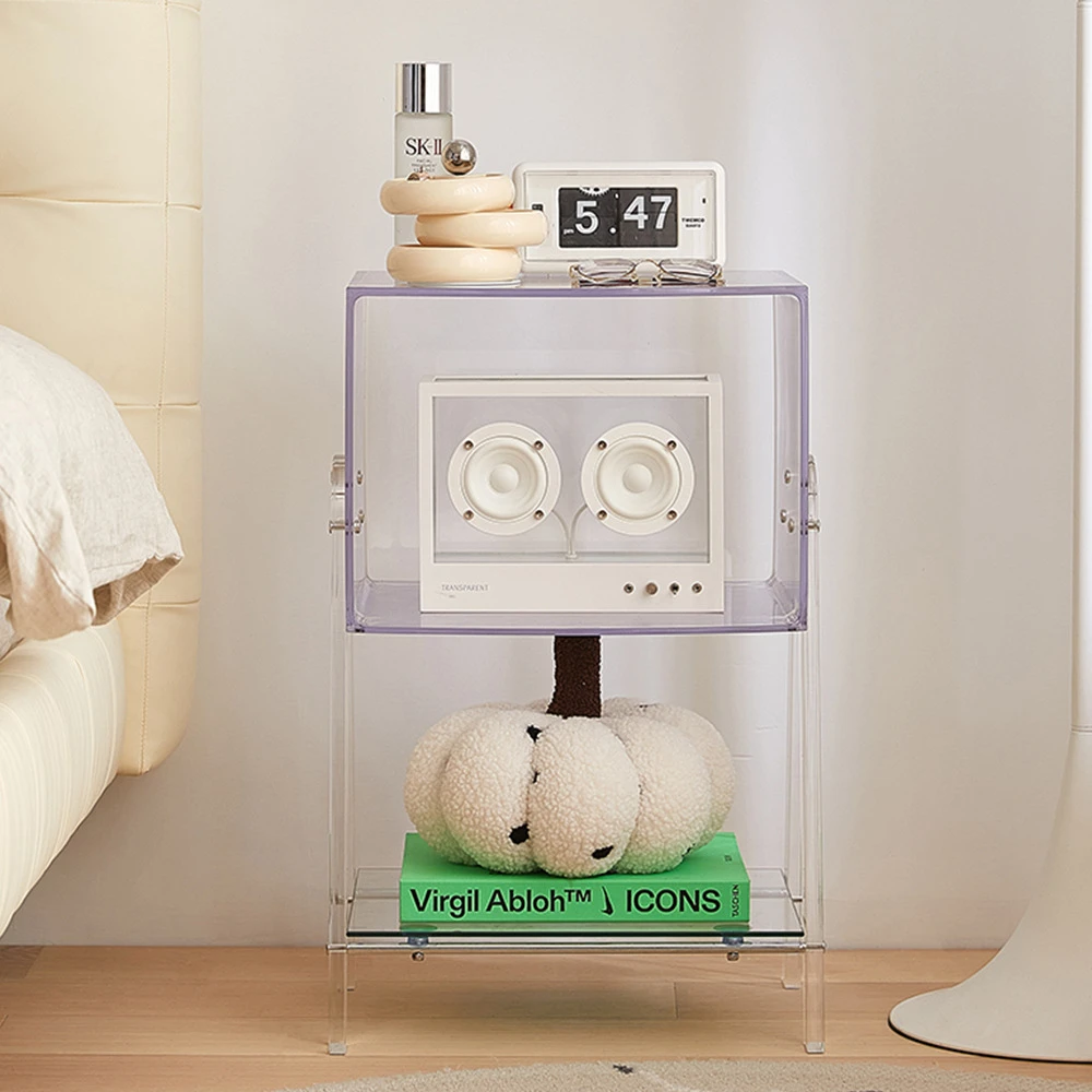 北欧亚克力沙发边几网红创意双层角几简约储物客厅小茶几