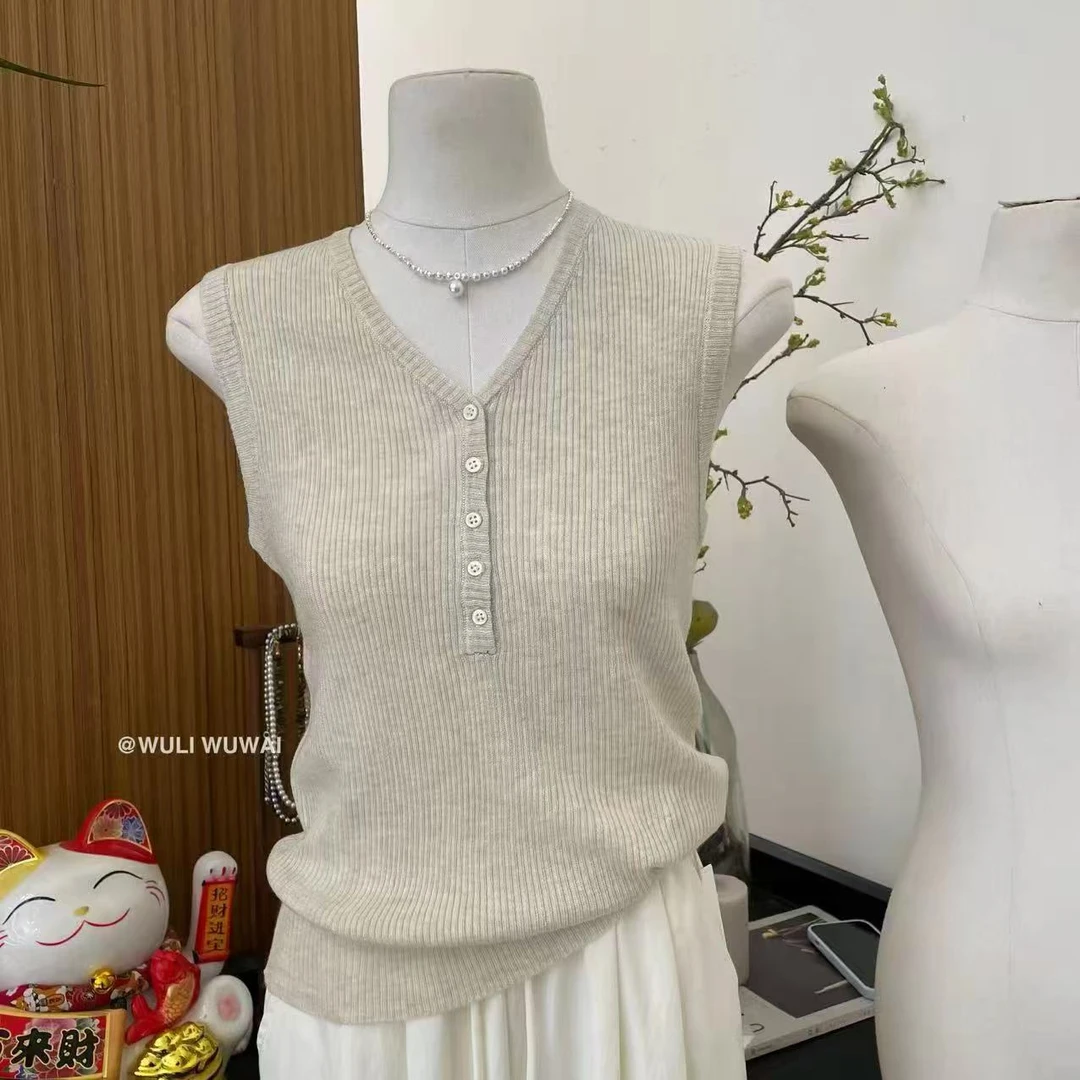 【NO退NO换】鑫燃KIKI 羊毛小众高级感百搭无袖针织打底衫 83025 WU