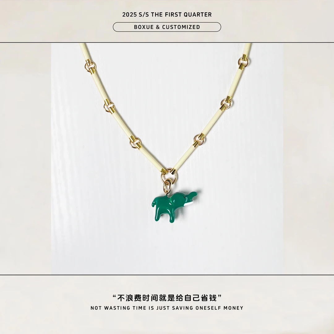 锌合金涤纶项链 非金属涤纶项链 非金属 小象项链#250415S1912
