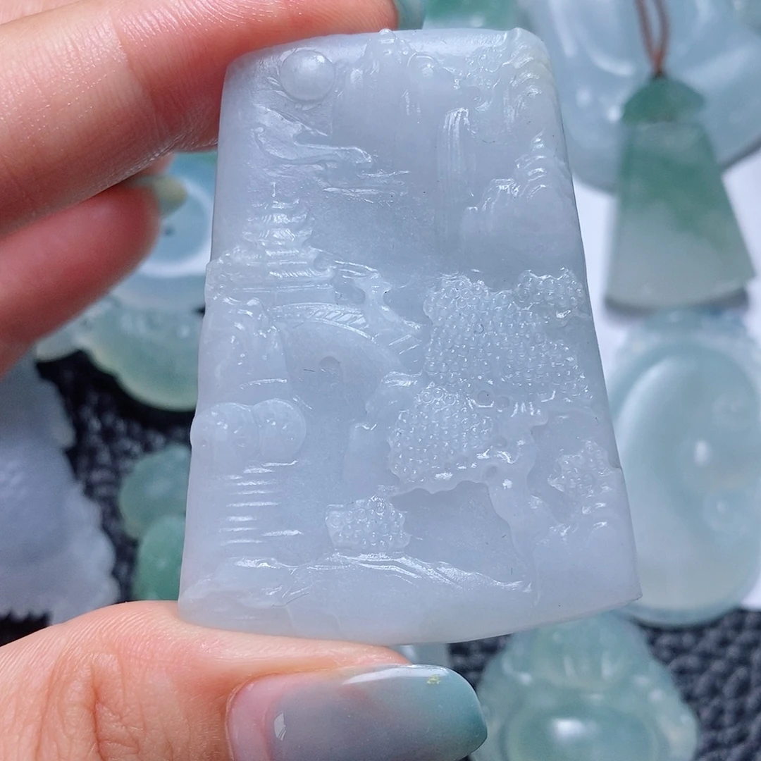 定制翡翠未镶嵌毛货付款后确认抛光