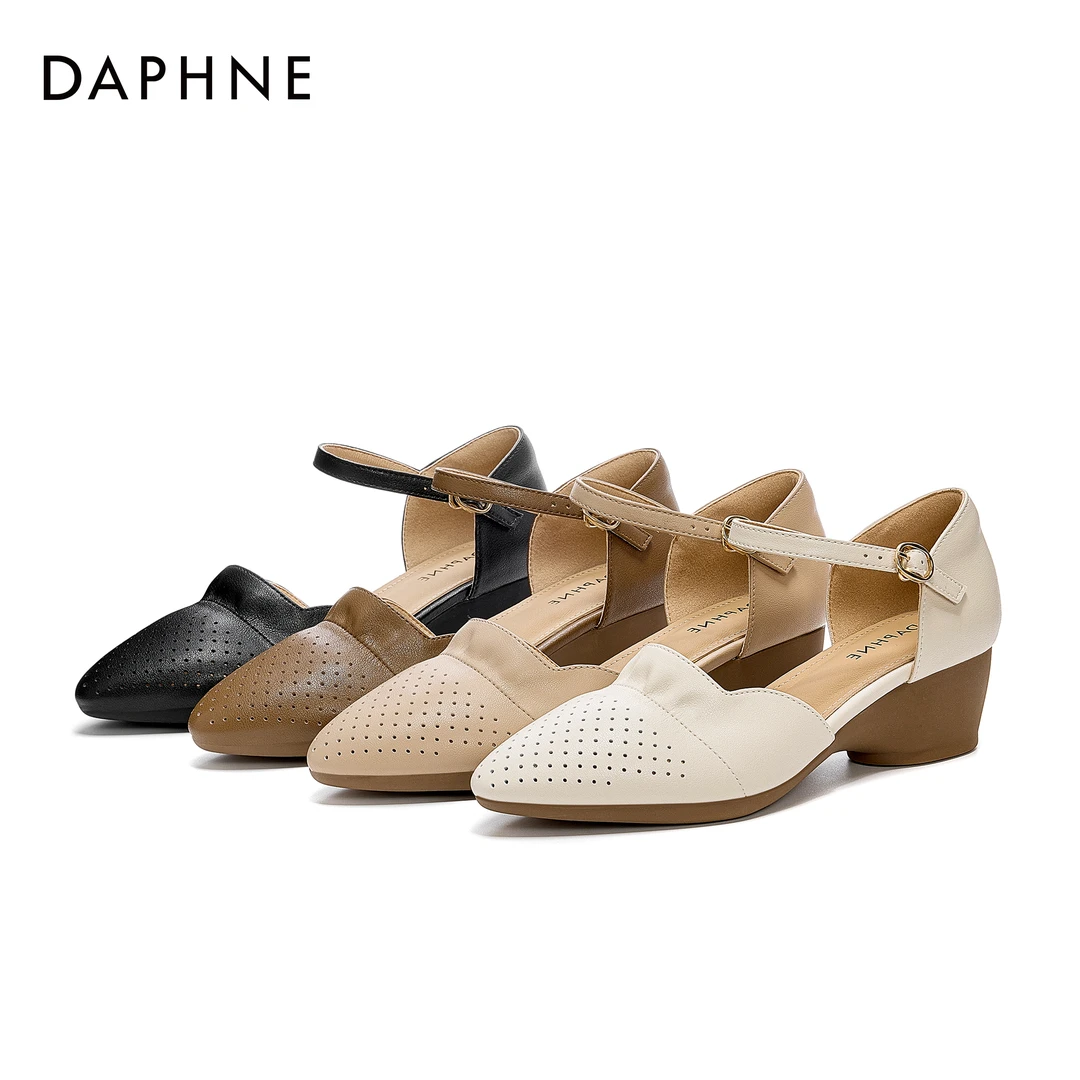 达芙妮新款一字带百搭玛丽珍女鞋2025夏季外穿镂空透气不累脚凉鞋