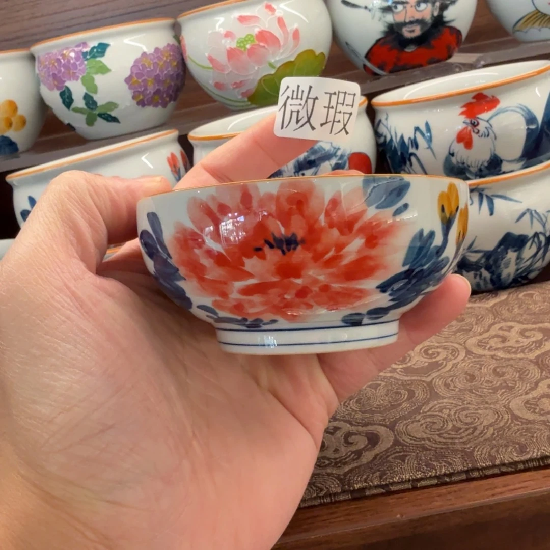 釉下手绘茶具微瑕