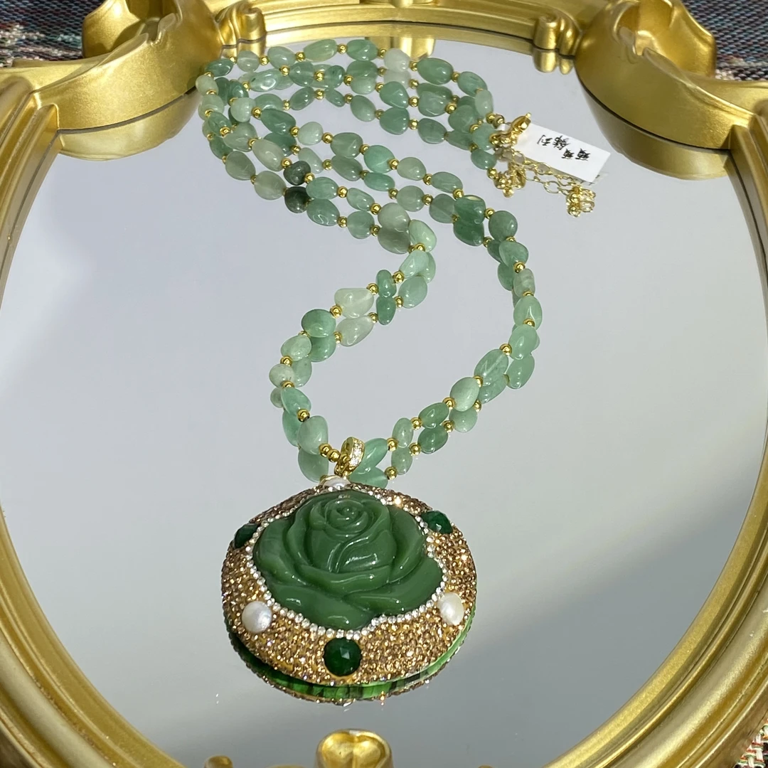 铜合金合成锆石项链 TTSD 蓝色花时尚潮流百搭款毛衣链 1249