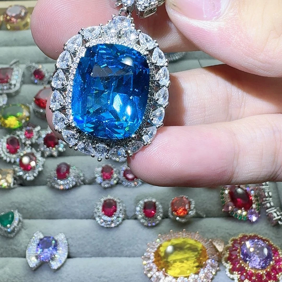 托帕石戒指银S925镶嵌