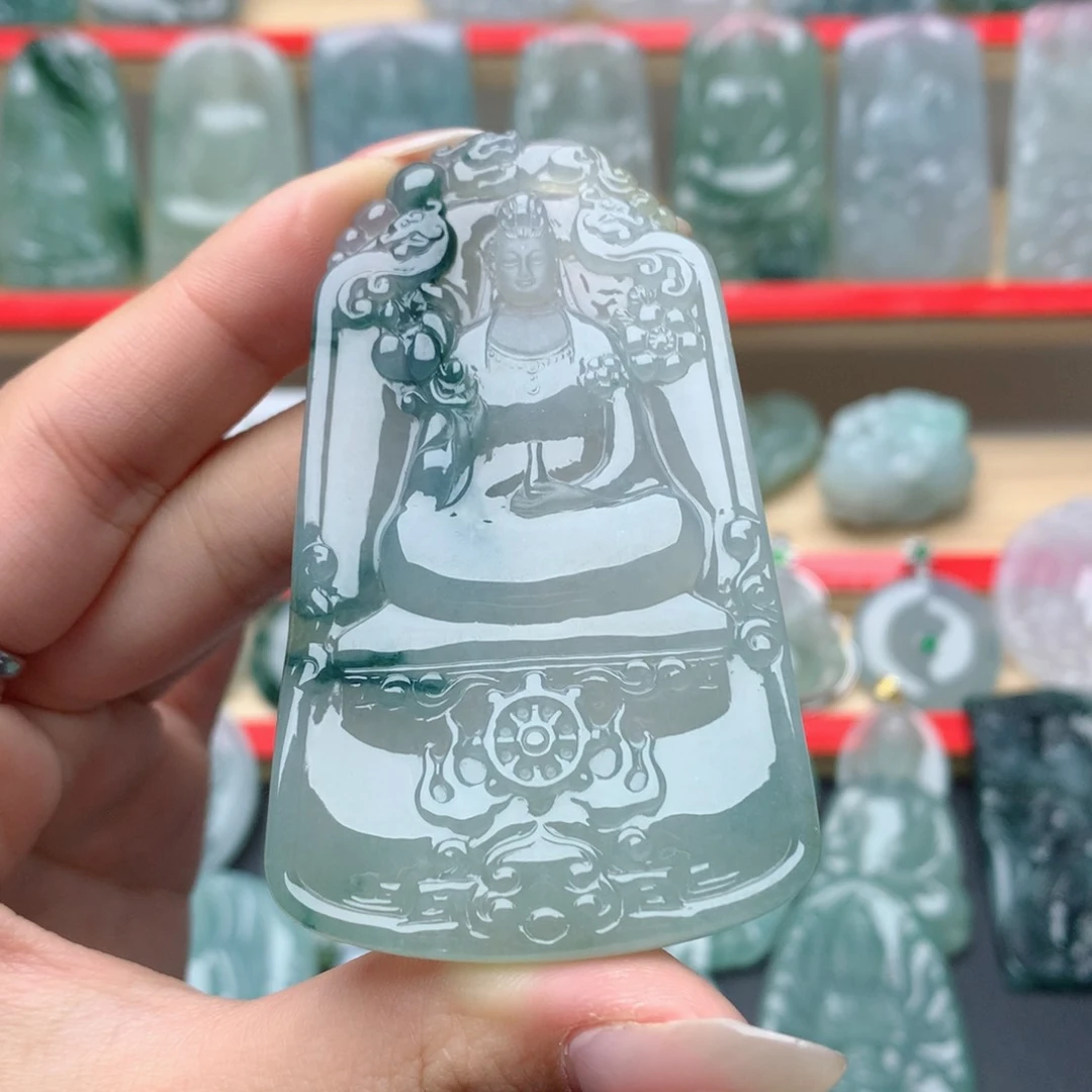 翡翠颈饰未镶嵌#*只素衣观音