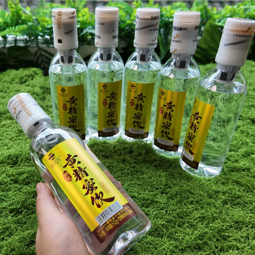 黄精蜂蜜水分离式瓶盖手摇现调新鲜健康网红饮料362g×6瓶整箱装