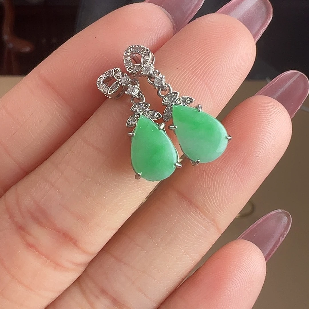 翡翠银S925镶嵌耳饰耳饰6