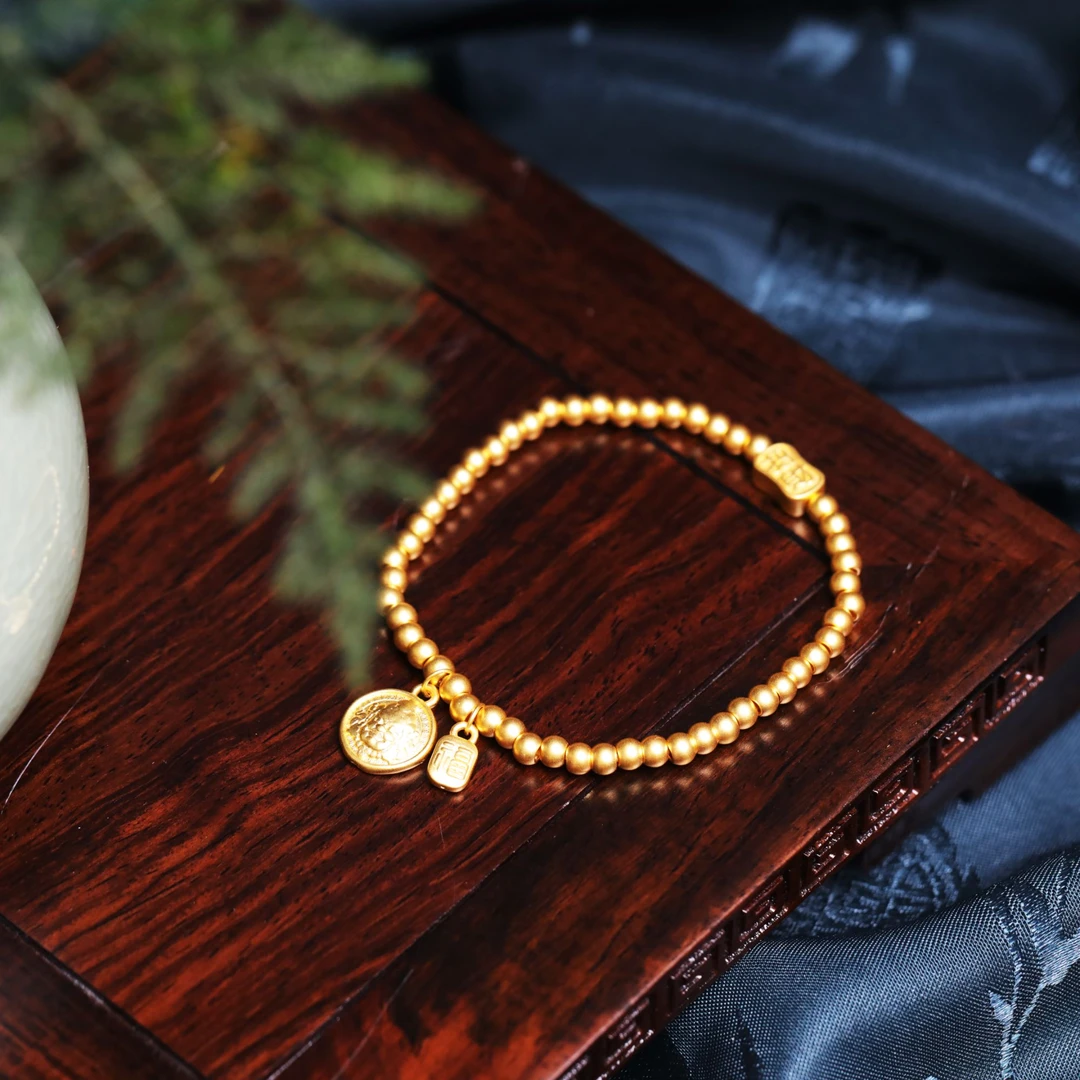 爱一IBELOVE 足金999 黄财财福串串手串串