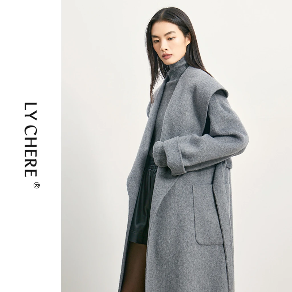 Ly CHERE定制天然巴洛克珍珠扣双面羊毛呢大衣外套 3074DY