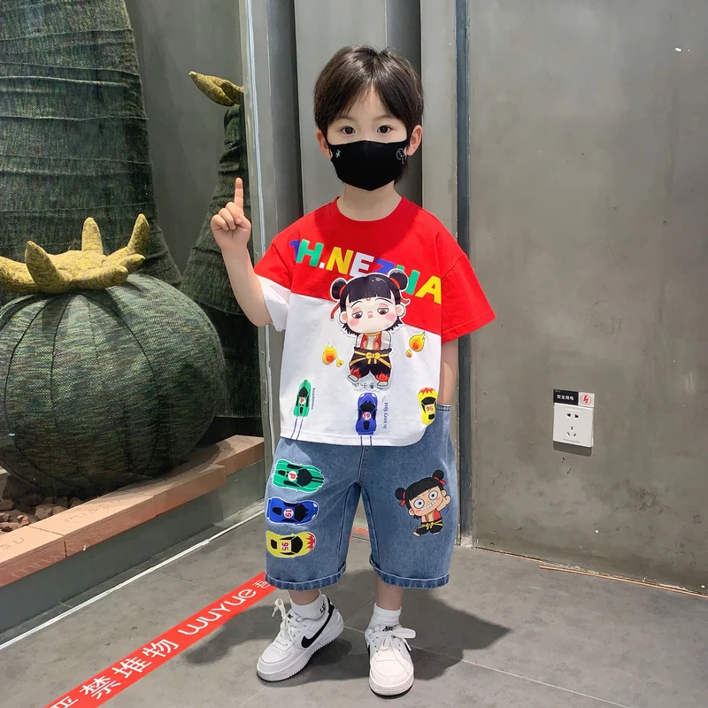 哪吒儿童服装男童夏季套装2025新款炸街宝宝夏装潮酷痞帅小孩衣服