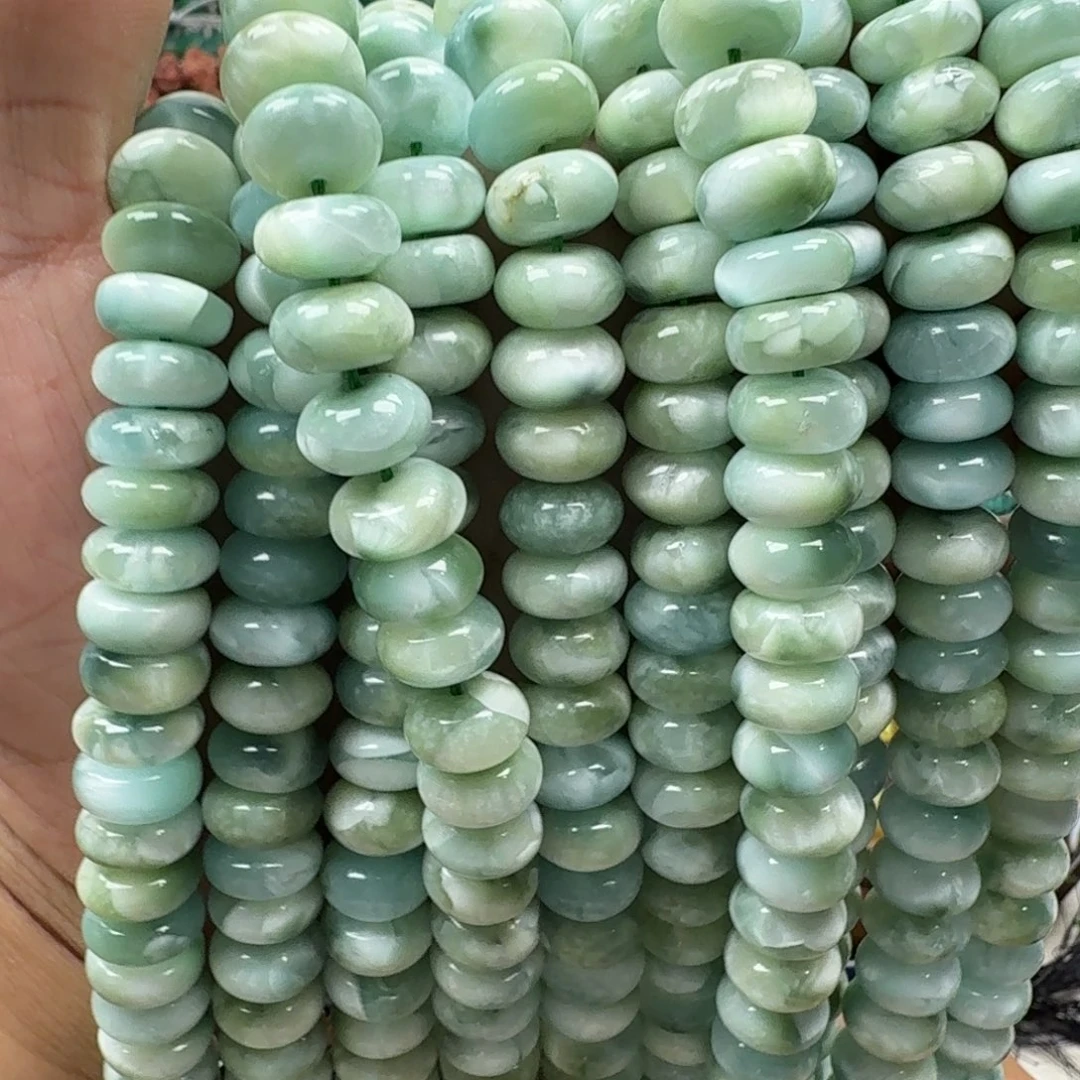 金***醉水晶珠宝半成品未镶嵌绿海纹卡12算盘一条