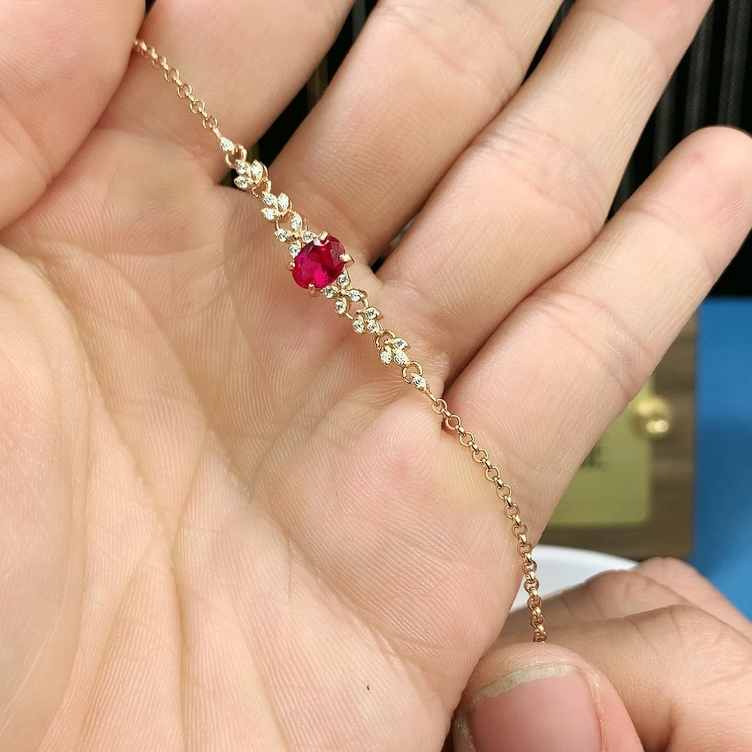 红宝石手链银S925镶嵌