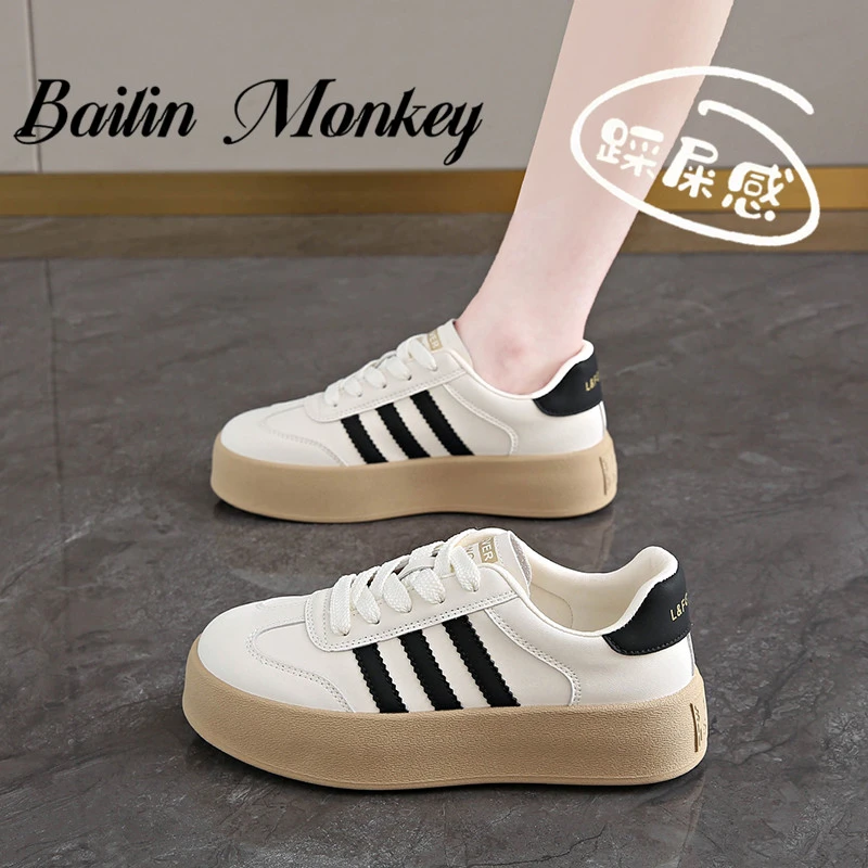 品牌旗舰特价百搭厚底小白鞋女2025秋季新款百搭平底板鞋运动女鞋