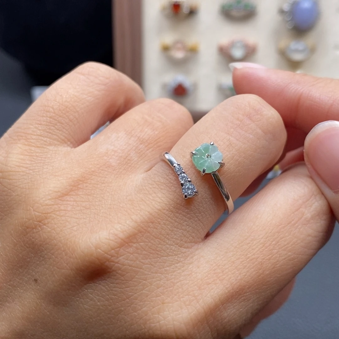 翡翠银S925镶嵌戒指