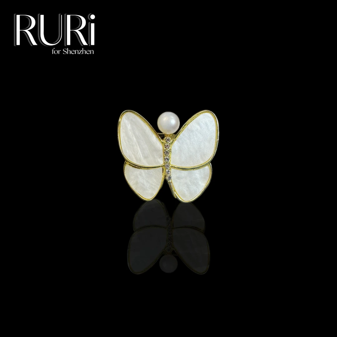 铜合金贝壳胸针 简约时尚蝴蝶贝贝胸针A1851