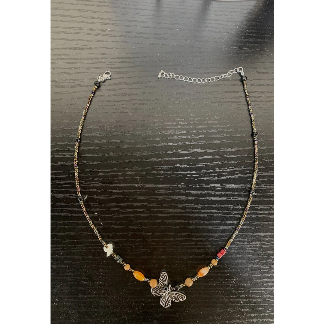 合金项链 ~新中式复古蝴蝶串珠项链设计感锁骨链