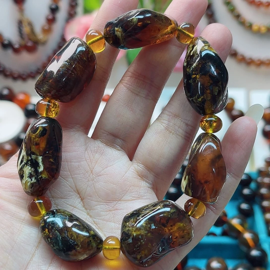 手链琥珀未镶嵌琥珀随型花珀