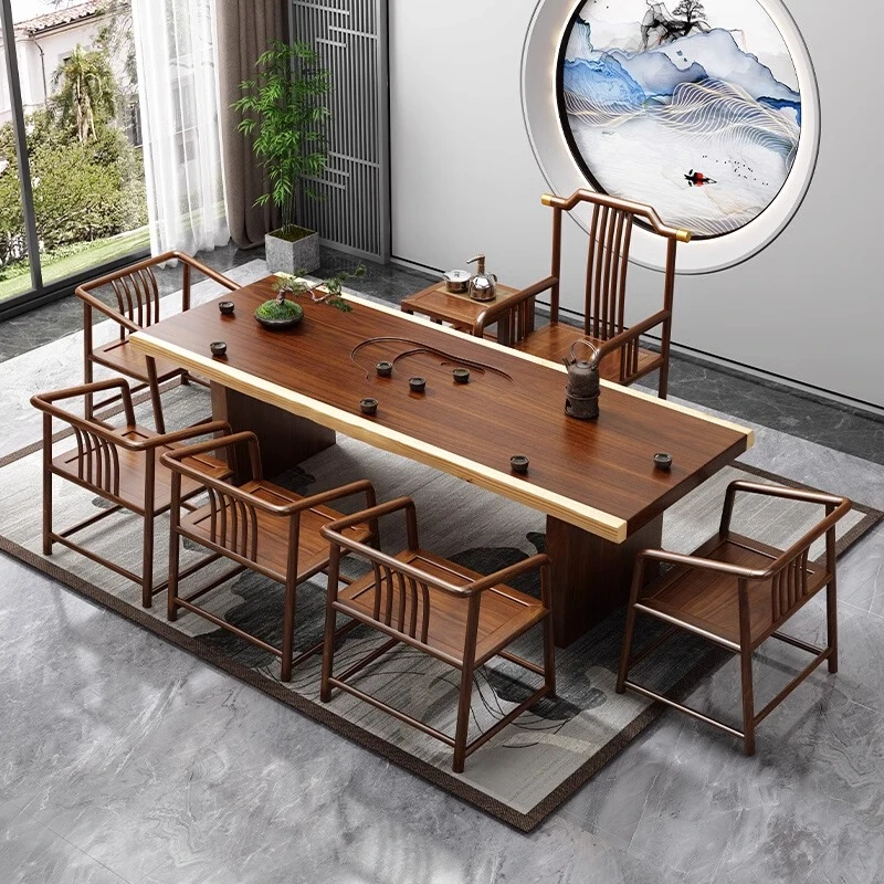 【片脚实木整板】茶桌椅组合茶几办公室一体茶台桌客厅家用泡茶桌