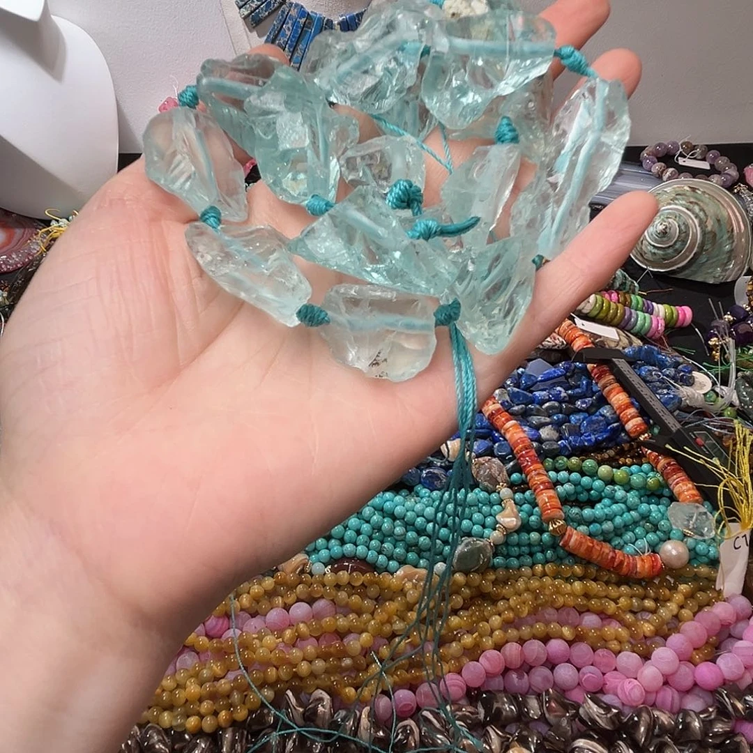 玛瑙/玉髓合金珠宝半成品C287海蓝波原石