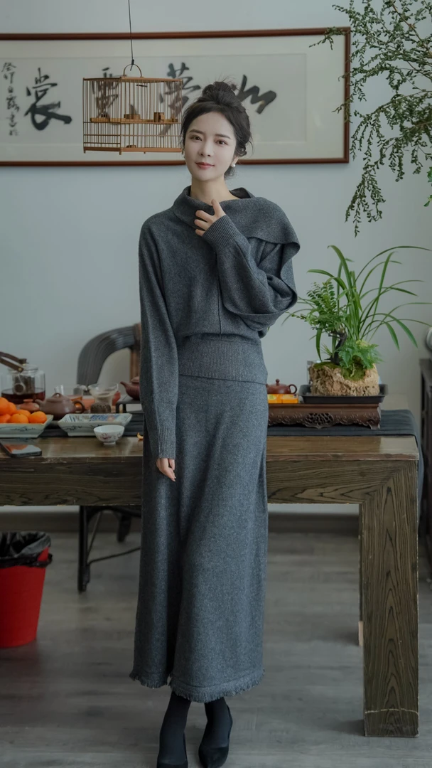 【木木琳专属】秋冬百搭牦牛绒A字半身裙子XR-47-327