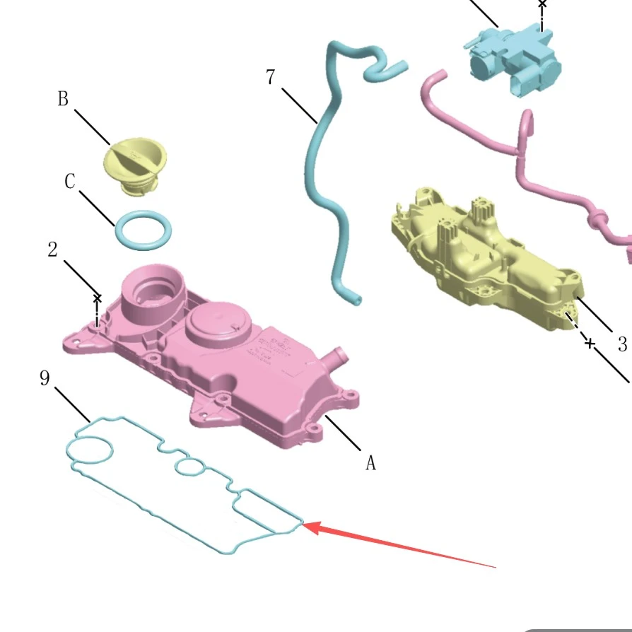 适用于领克030102气门室盖垫，废气阀垫子油水分离器垫子，全新专用