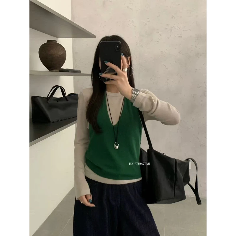 【六羊毛】温柔彩纱针织吊带背心秋季新款百搭显瘦气质软糯毛衣上