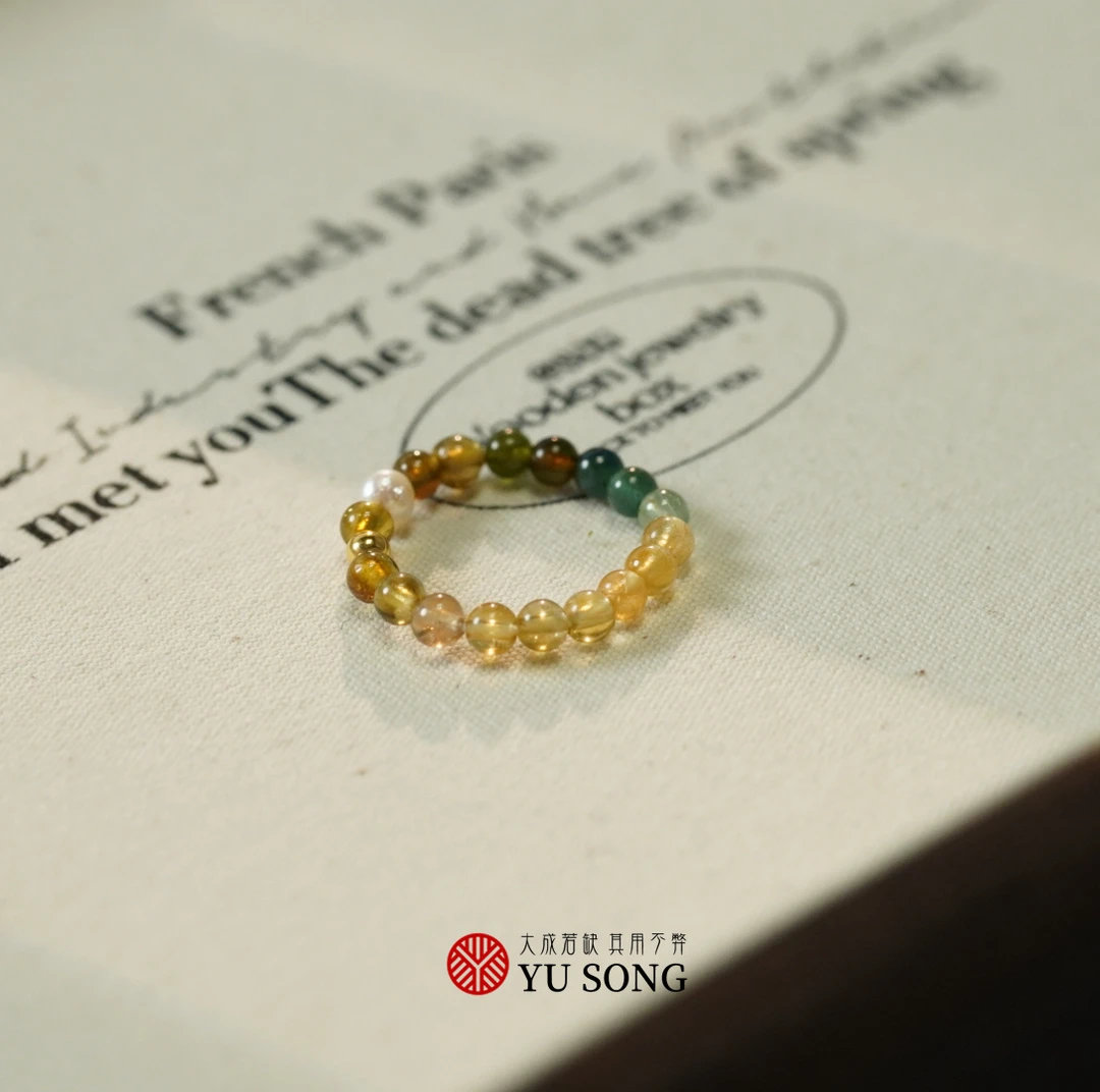 【W1170】碧玺精致戒指 珠3-4mm