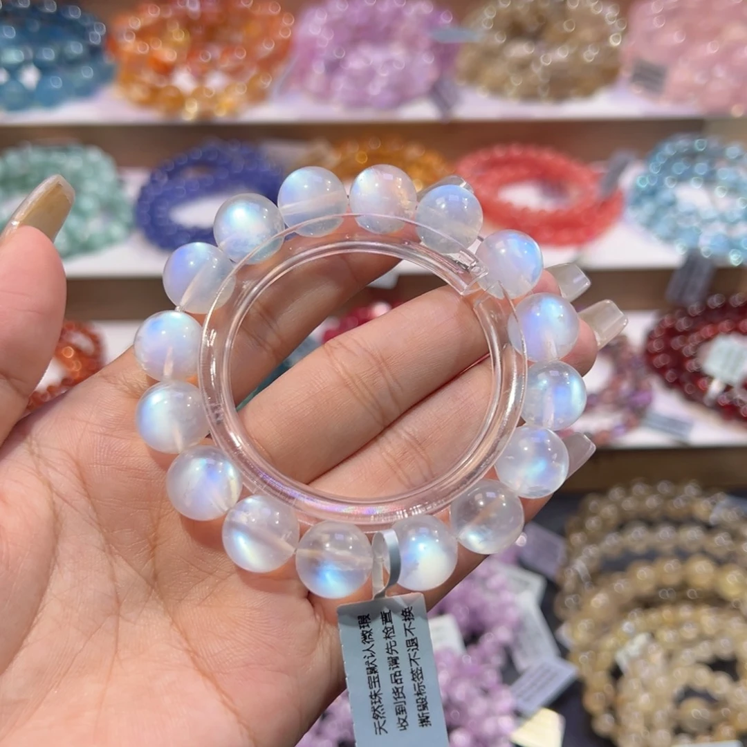 手串未镶嵌月光石爆灯老矿蓝月光12.4mm
