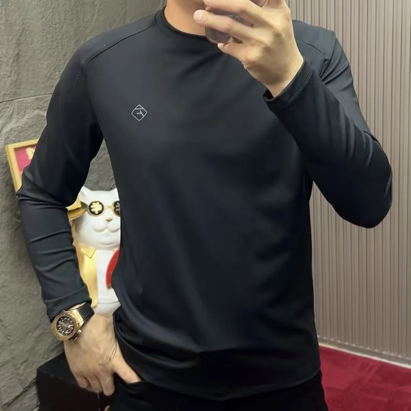 2025-HG6603秋季圆领春秋长袖抗皱长袖T恤潮流高品质秋冬时尚