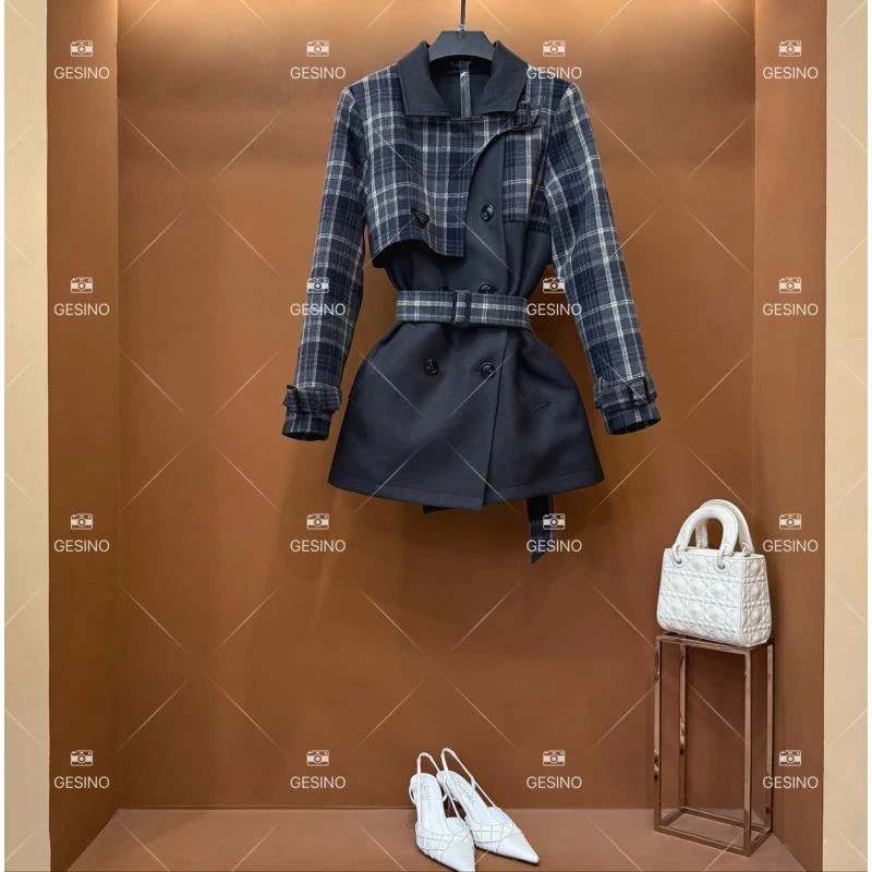 【悠悠】秋冬气质小香风外套收腰女士翻领中长款外套 QD-2024859