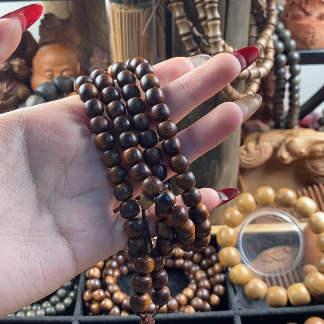 檀香木手串/手链笑***@老山檀0708 108黑肉沉水焦糖