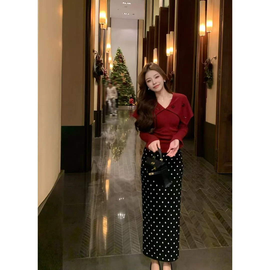 SZA【雪淞恋人】冬季新款时尚气质斗篷披肩式修身针织内搭A-1457