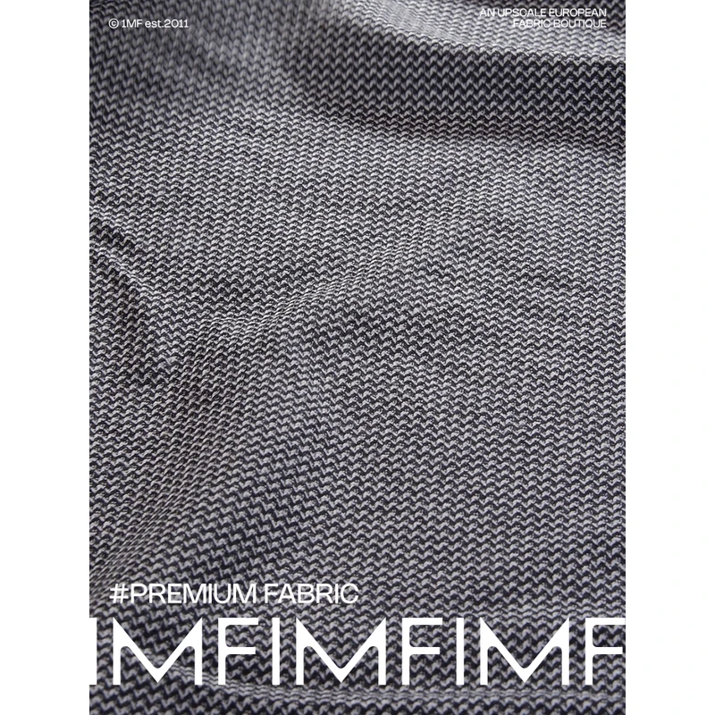 ZEG半精纺 羊毛面料厚款灰色台阶纹布 宽150CM意大利直邮