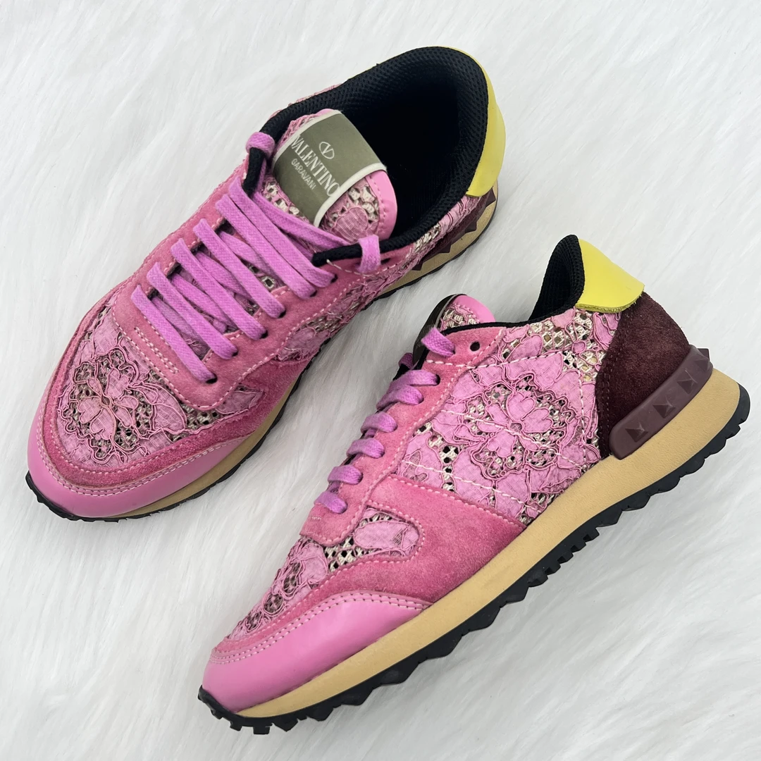 95新 Valentino/华伦天奴 蕾丝网纱运动鞋 35码 公价6k g085