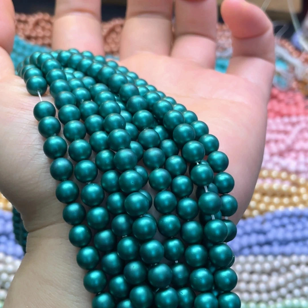 6mm贝珠萼绿一条手工diy半成品散珠