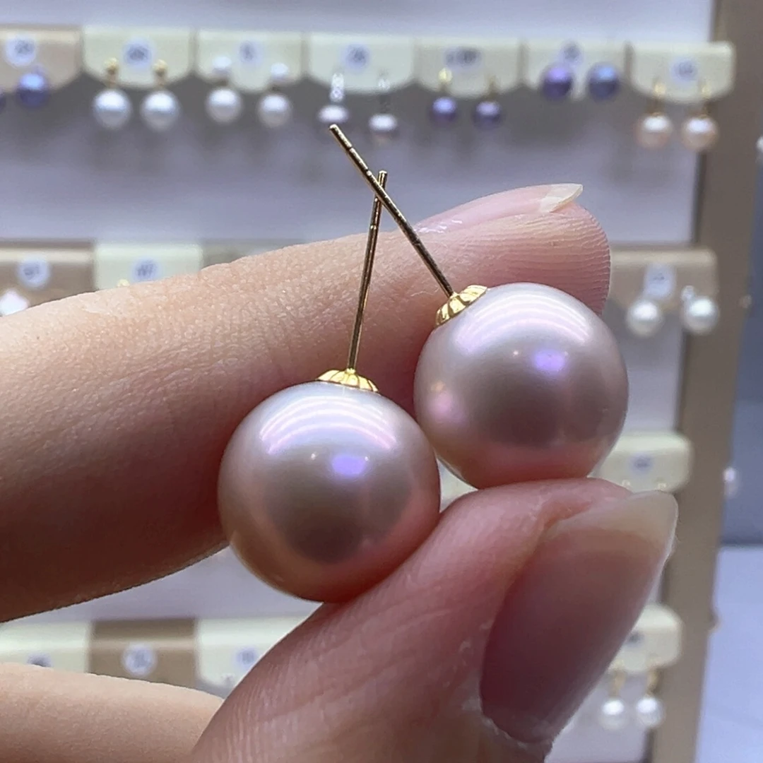 18K金镶嵌淡水珍珠耳饰