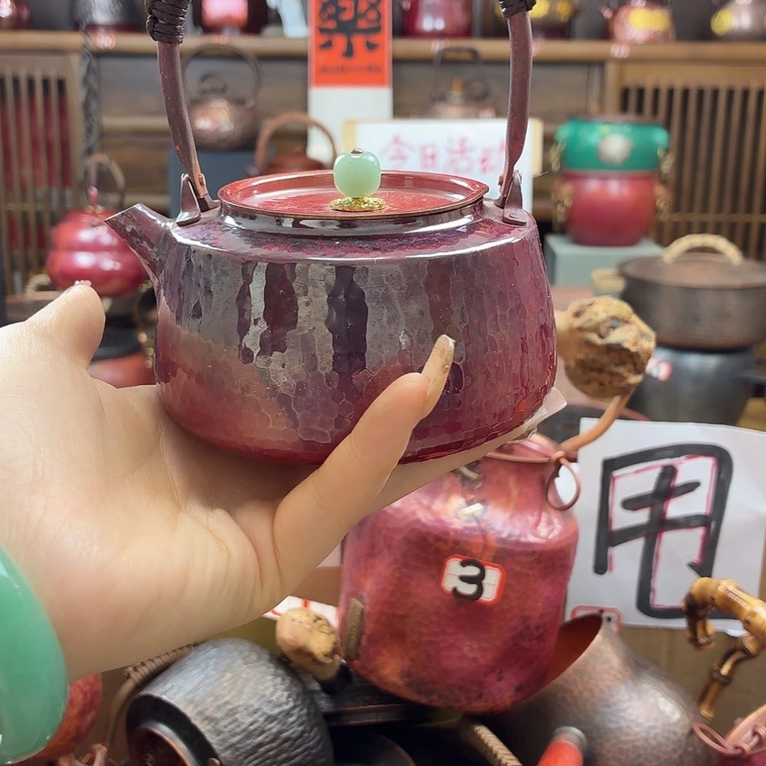 洛****400毫升平肩火烧红纯紫铜