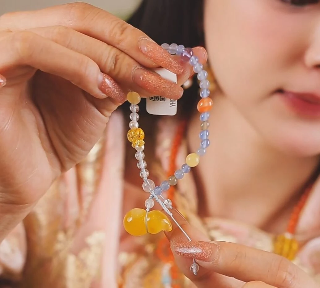 【宇涵珠宝】天然琥珀蜜蜡葫芦DIY手链-多样性发