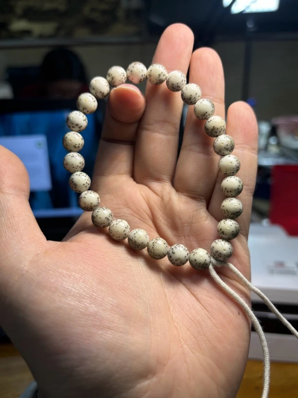 银标9圆珠玉化大留白细星星月菩提手串S9YZ-3