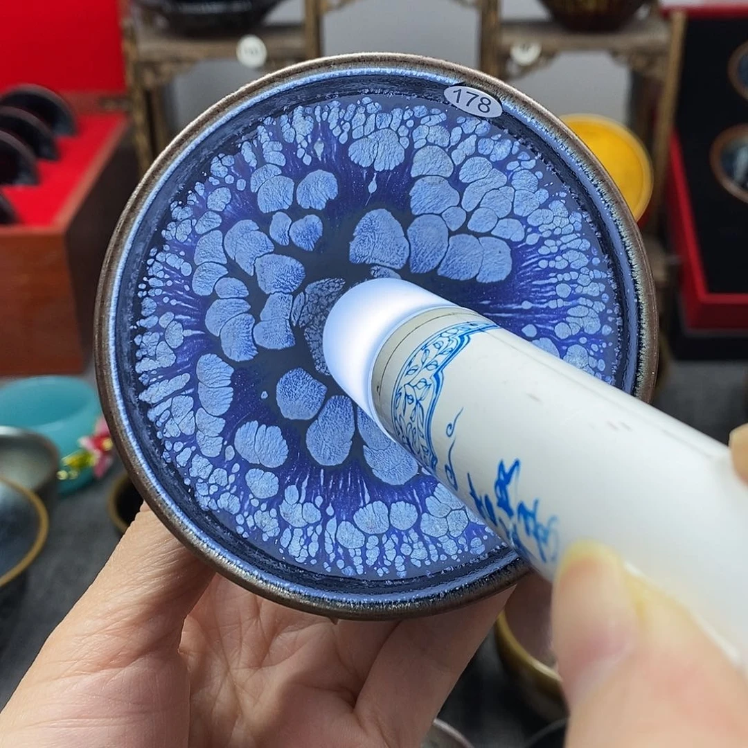 茶盏黑牡丹油滴手工