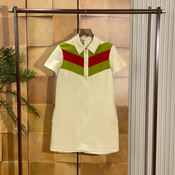 99新 GUCCI/古驰 23SS秀款红绿条纹真丝连衣裙/40码/99新/25160