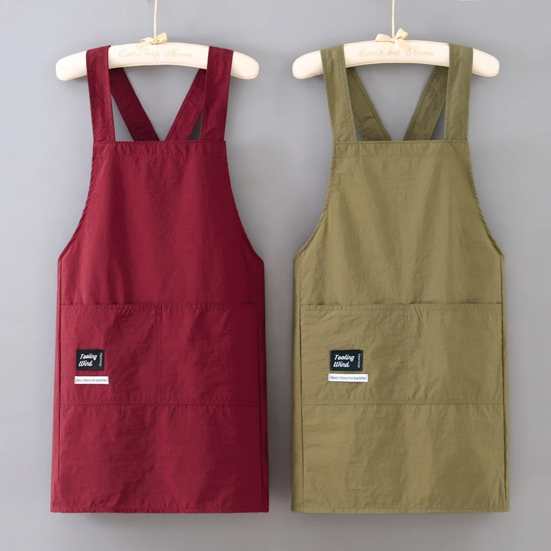 纯色背带围裙厨房家用防油污时尚围腰罩衣定制印字logo男女工作服