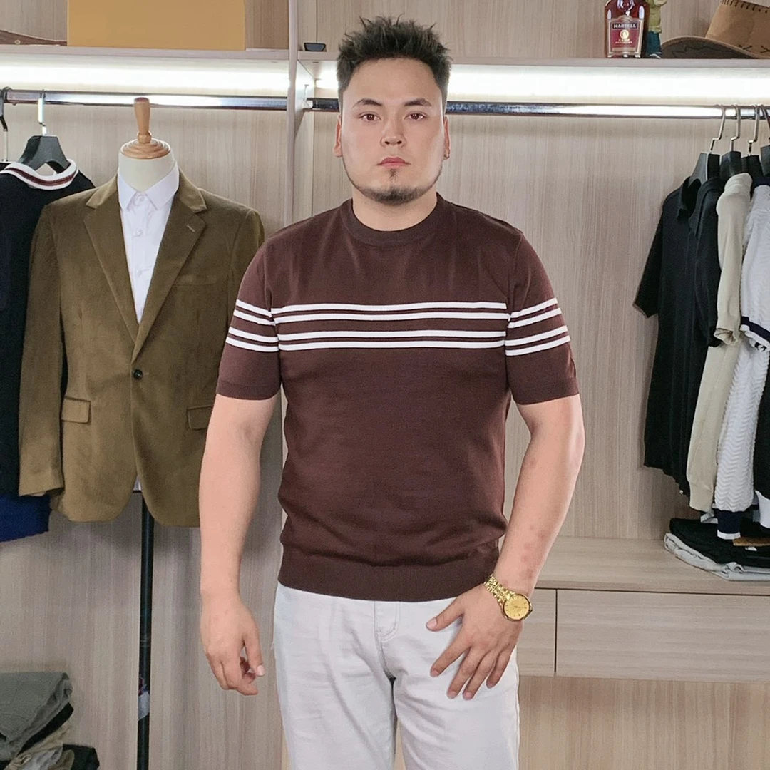 夏季亲肤舒适透气百搭短袖时尚男士针织T桖