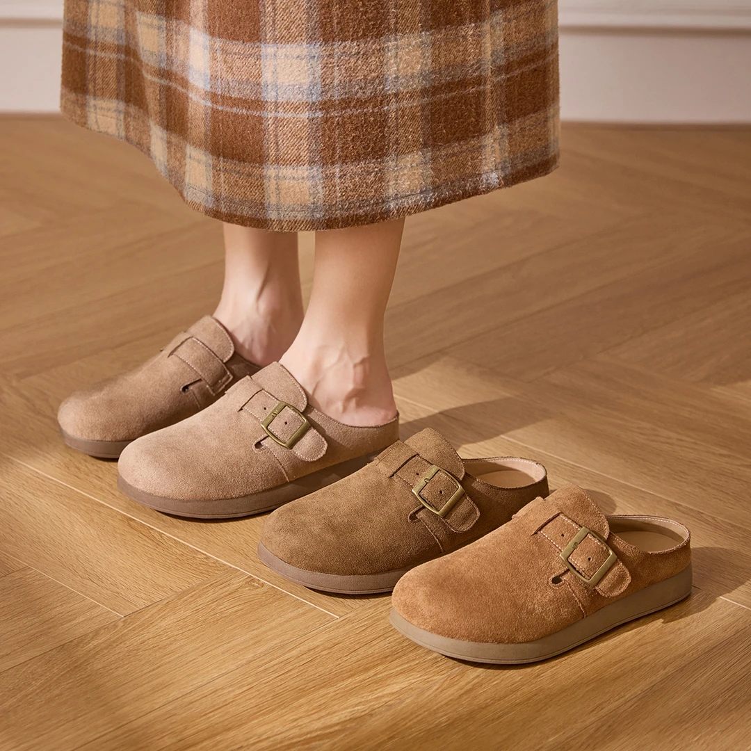 女款秋冬增高勃肯拖鞋时尚百搭软底拖鞋加绒防滑保暖毛拖